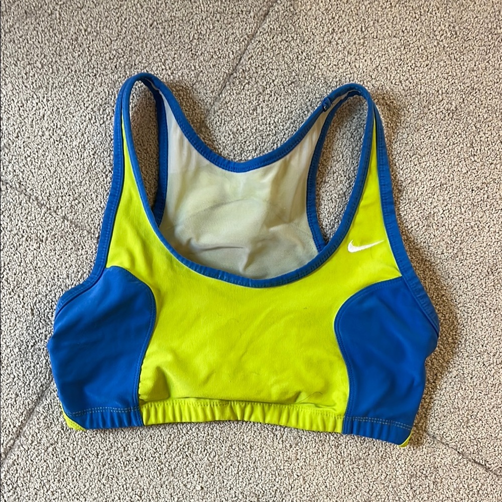 Nike Women's Blue and Yellow Swim Top
